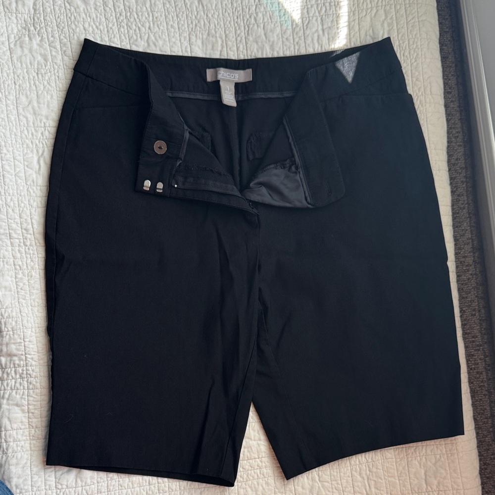 Chico's Black Tailored Bermuda Shorts